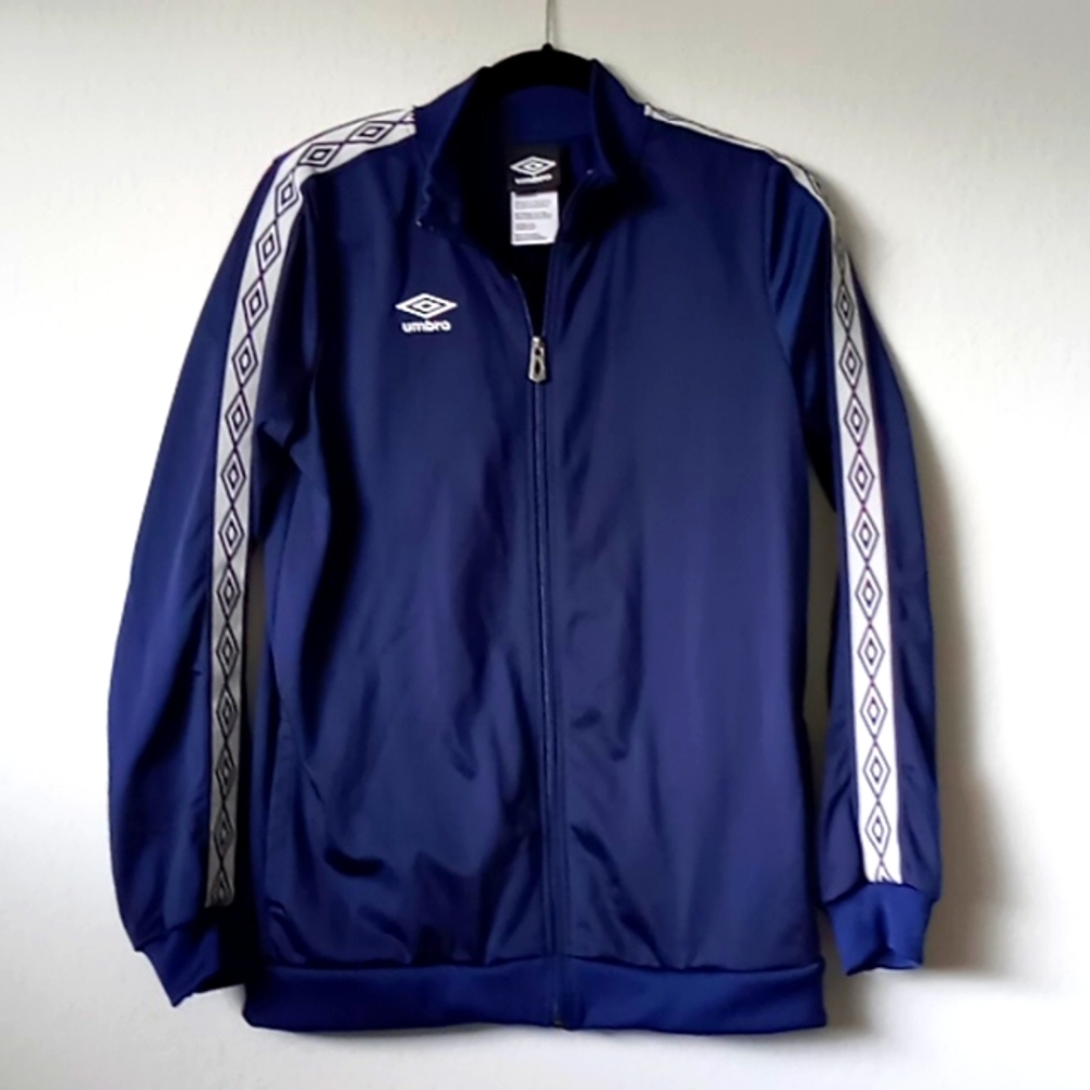 Umbro Boy's Youth Full Zip Logo Track Jacket Navy/White Size XL 16/18